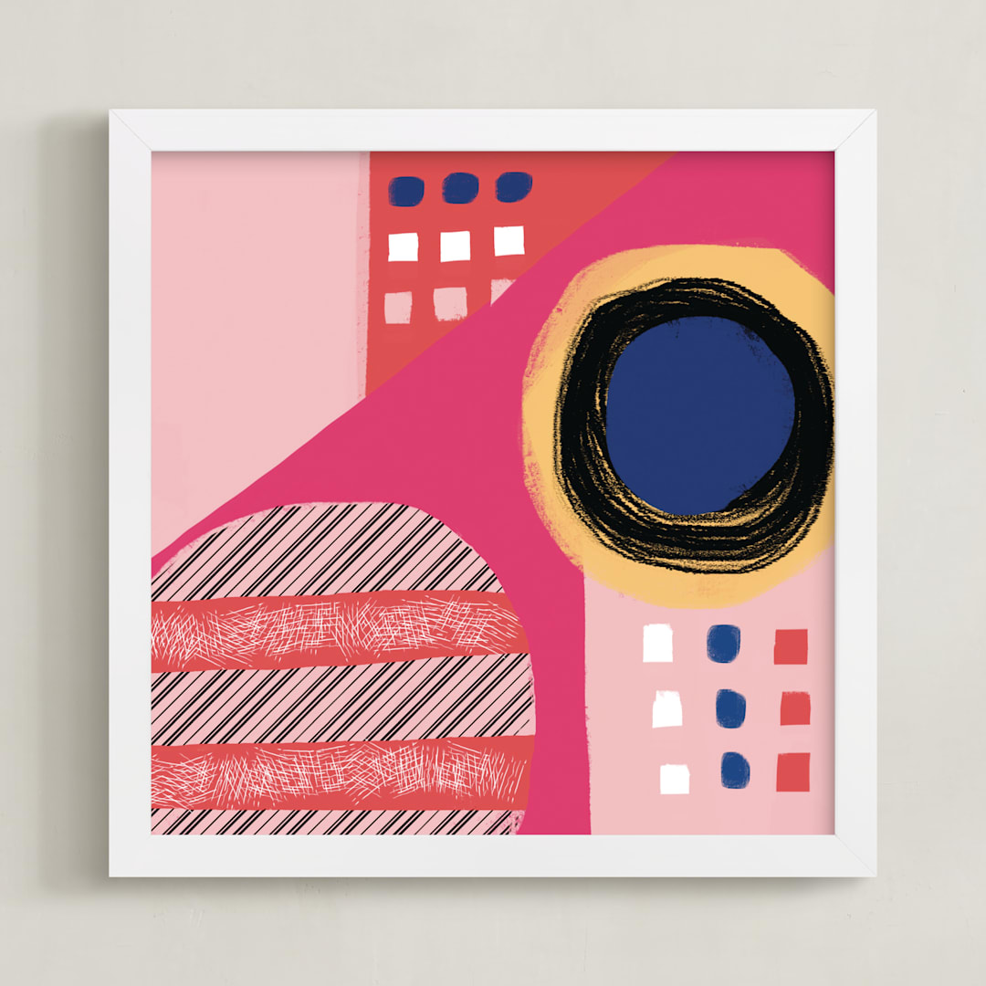 "Fun Patterns on Pink" - Art Print in Blush Pink by Melanie Biehle - Framed