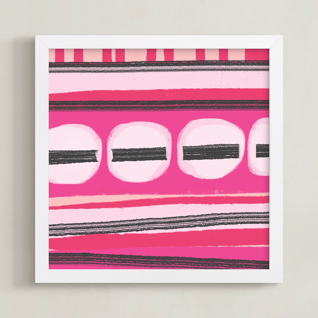 "Poppy Pinks" - Art Print in Poppy Pink by Melanie Biehle - Framed