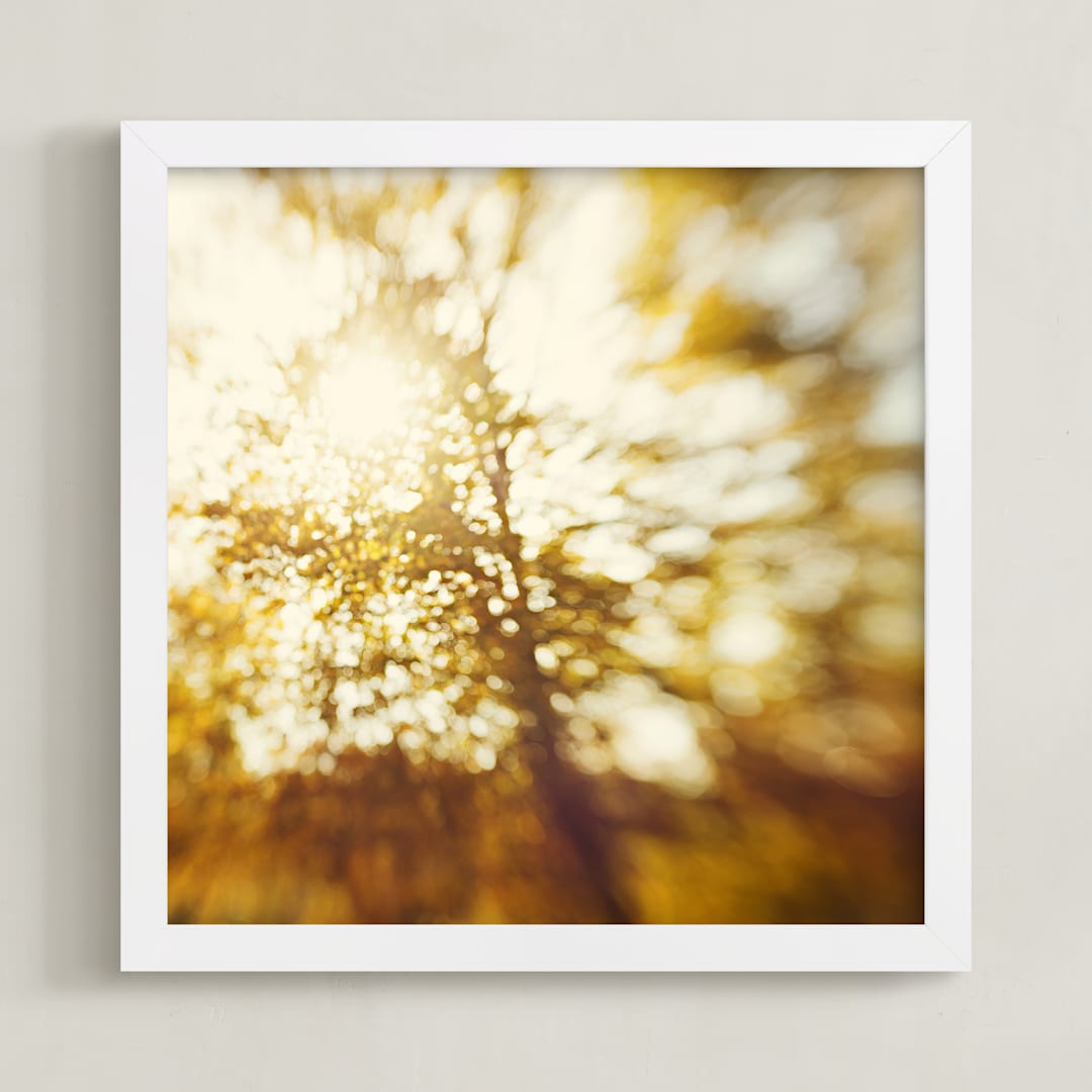 "Autumn Explosion" - Art Print in Golden Yellow by Stacy Kron - Framed