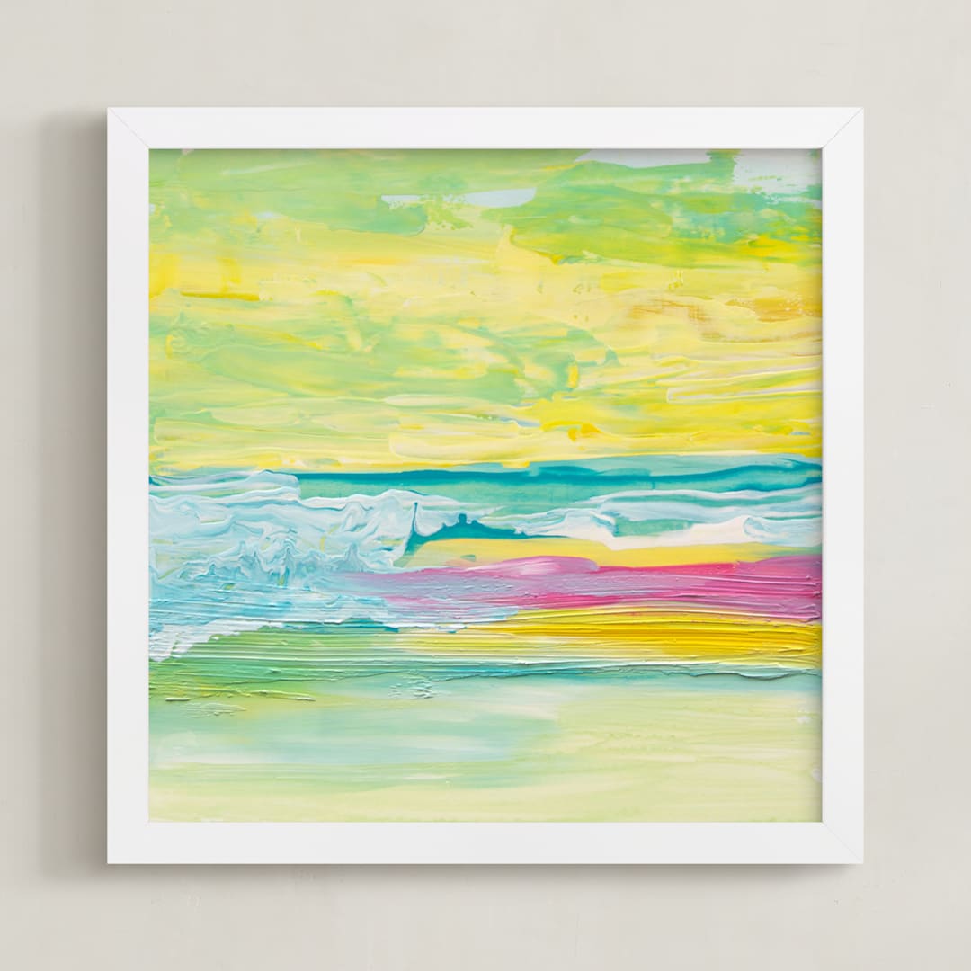 "Colorful Waves" - Art Print in Cadmium by Lucrecia Caporale - Framed