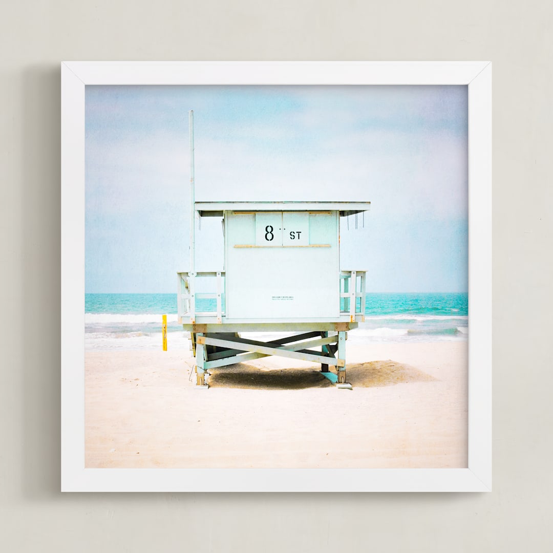 "8th Street Tower" - Art Print in Coastal Blue by Shannon Howard - Framed