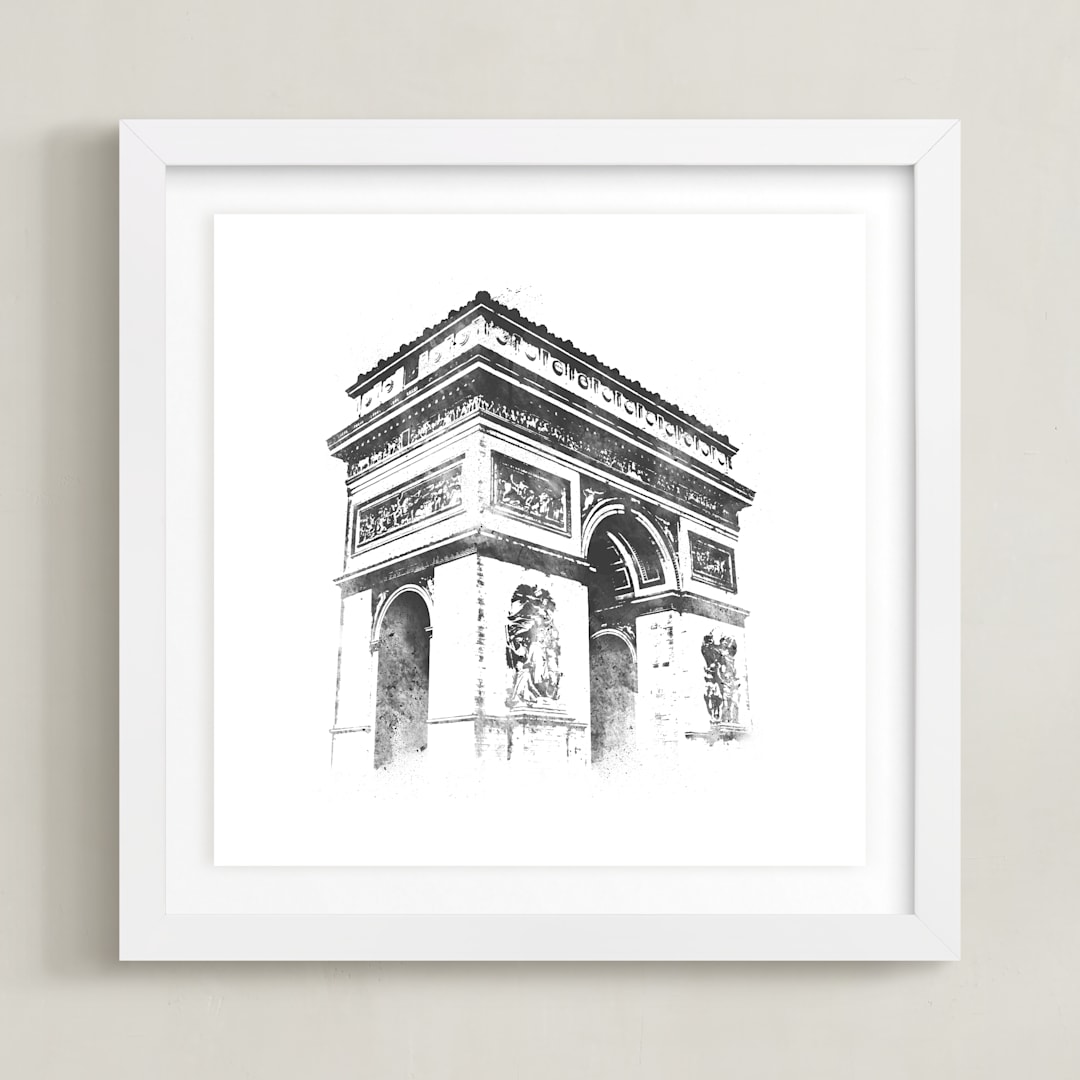 "Arc de Triomphe" - Art Print in Charcoal by Paul Berthelot - Framed