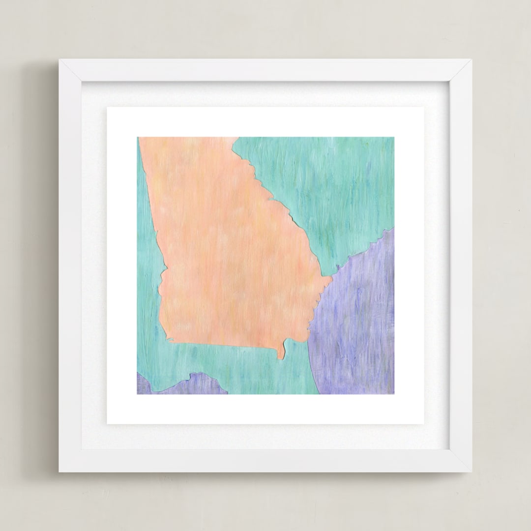 "Georgia in Paint" - Art Print in Georgia Peach by Denise Wong - Framed