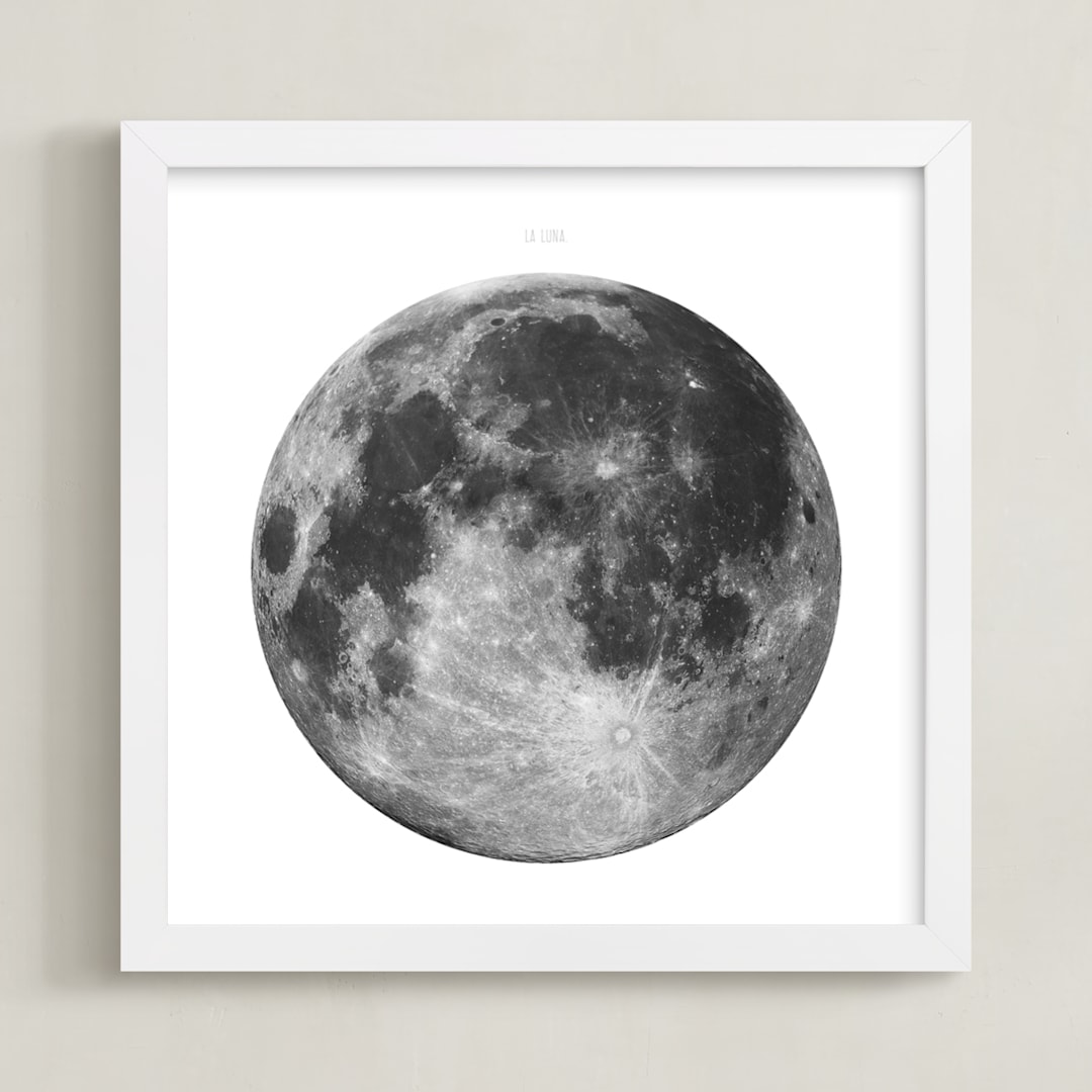 "La Luna" - Art Print in Light Grey by Keri Chubb - Framed