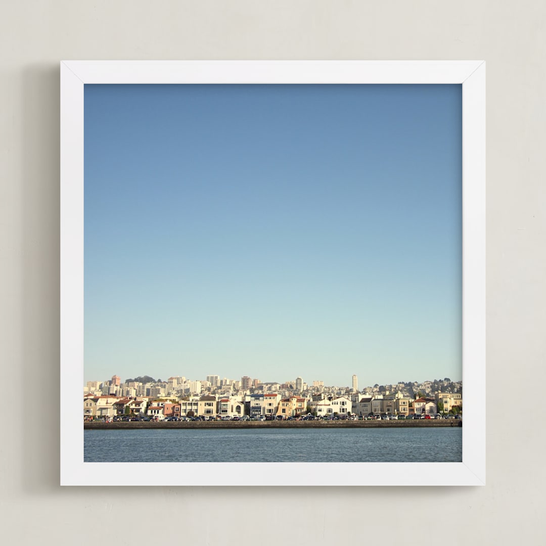 "Bayside" - Art Print in Sky Blue by Kitty Seeber - Framed