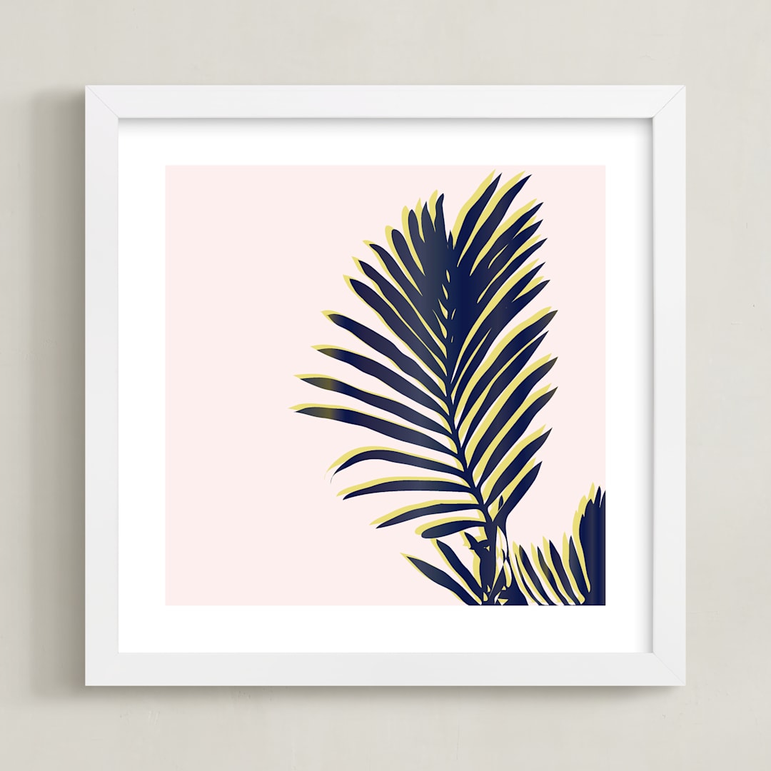 "Palm Study #2" - Art Print in blush by Cindy Lackey - Framed