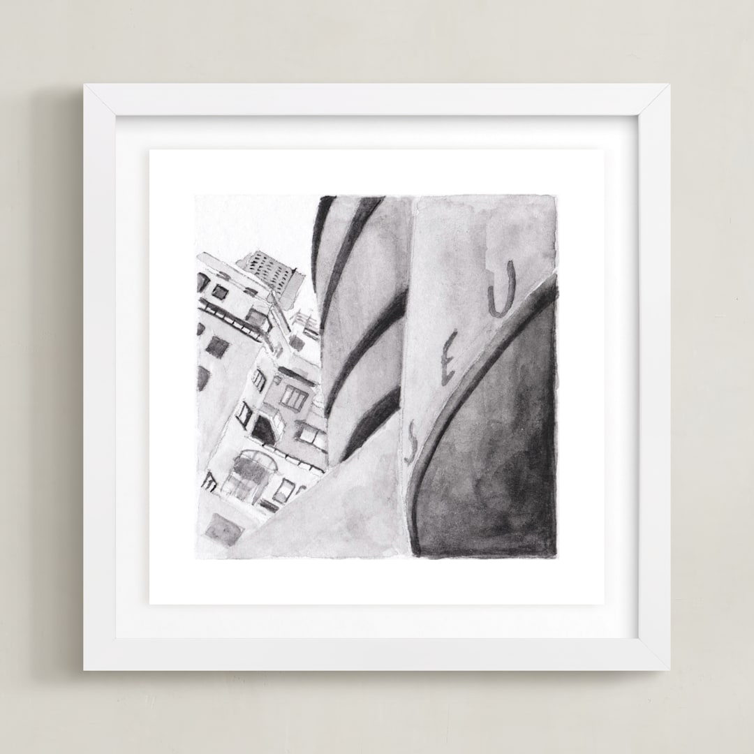 "Guggenheim Museum New York" - Art Print in purple grey by Viktoria Eperjesi - Framed
