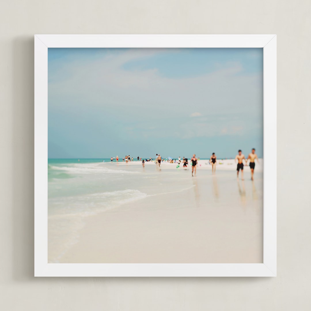 "White Sand" - Art Print in Light Blue by ALICIA BOCK - Framed