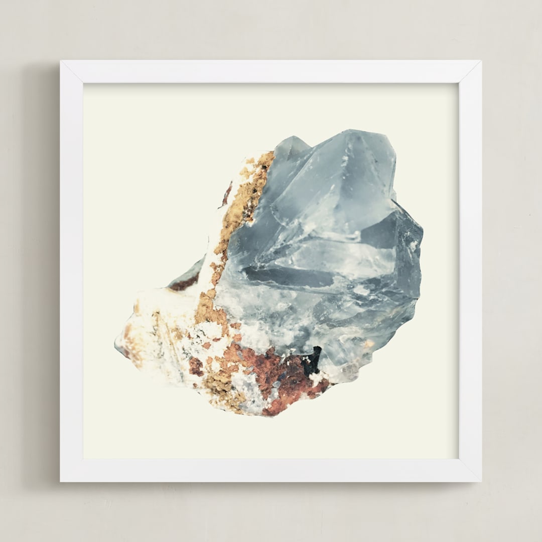 "Rock Study 2 fluorite" - Art Print in cream and gray by Baumbirdy - Framed