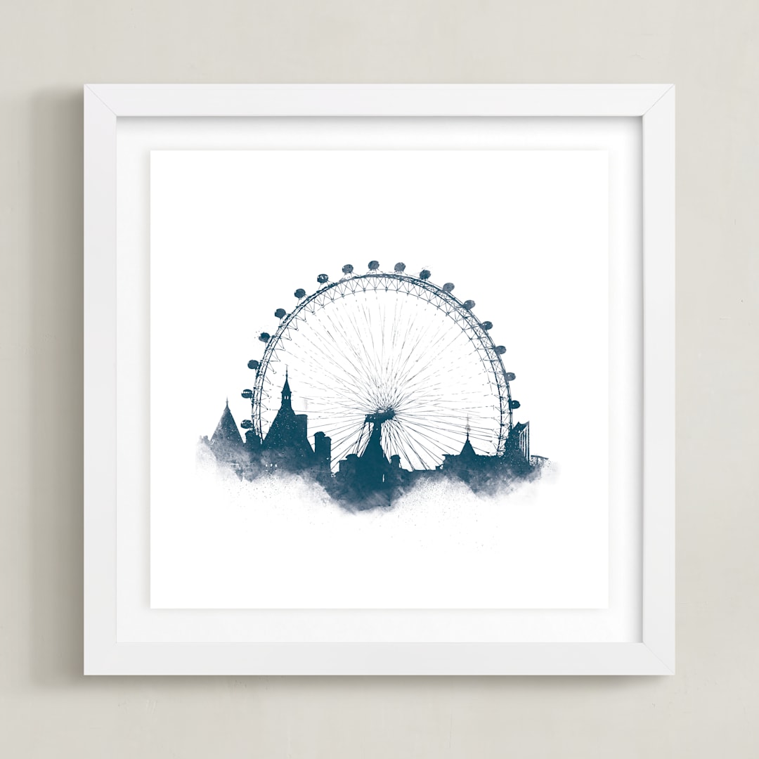 "London Eye" - Art Print in Night Sky by Paul Berthelot - Framed