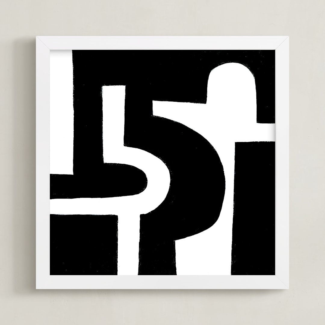 "Bold Pathways" - Art Print in Black on White by Ilana Greenberg - Framed