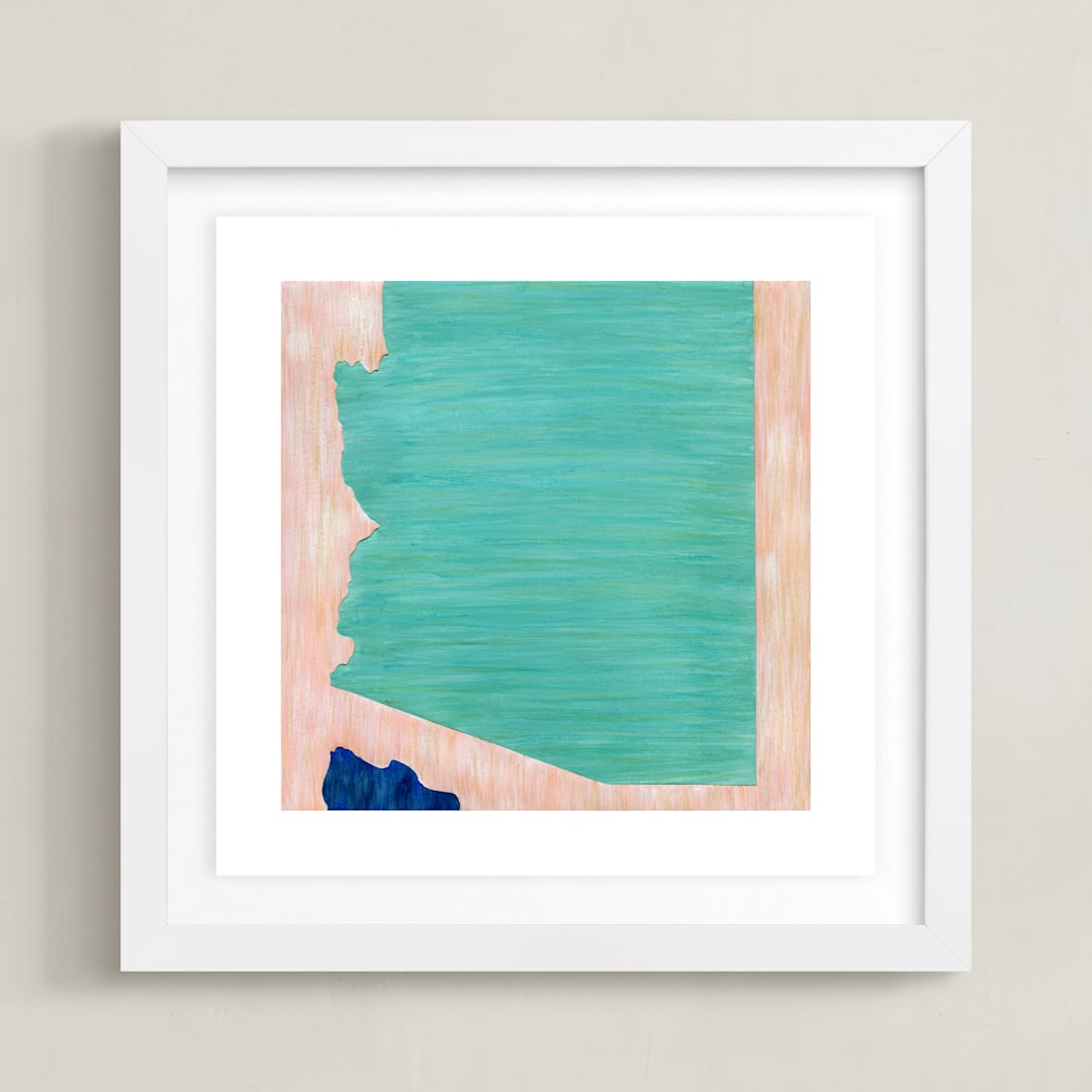 "Arizona in Paint" - Art Print in Arizona Turquoise by Denise Wong - Framed