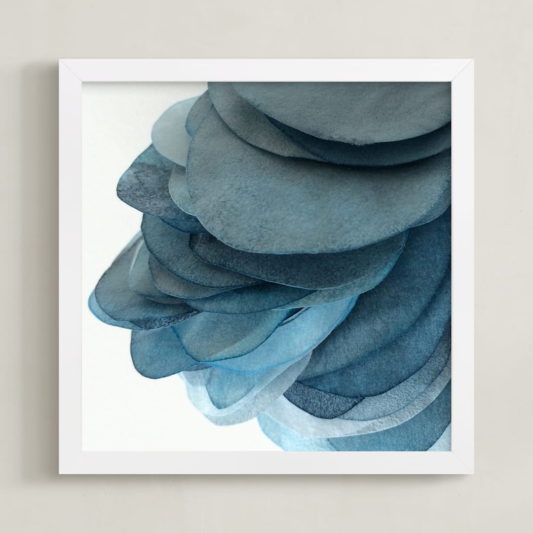 "Sky Pebbles 5" - Art Print in Sea blue by Jenny Phillips - Framed