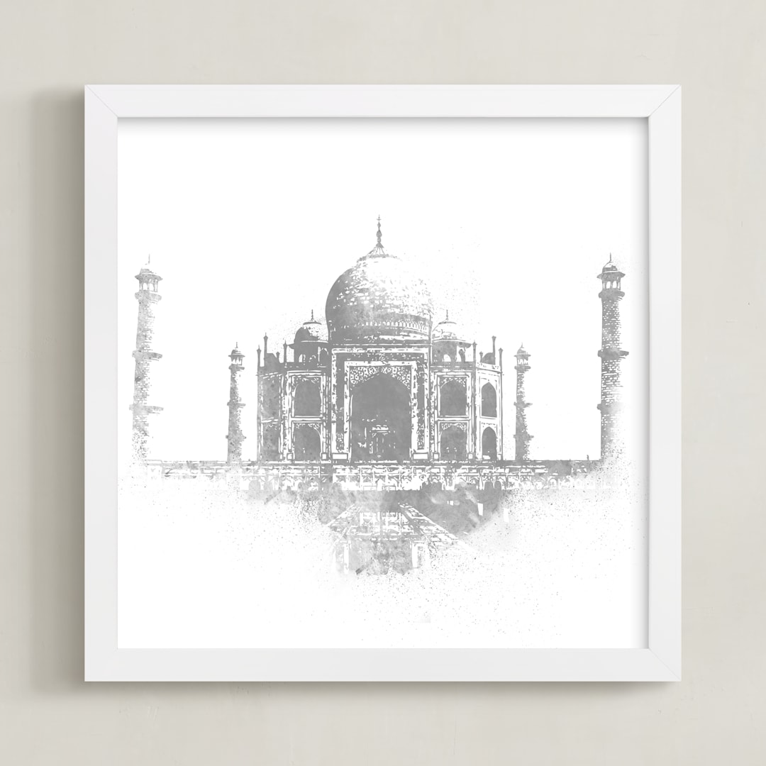 "Taj Mahal" - Art Print in Grey by Paul Berthelot - Framed