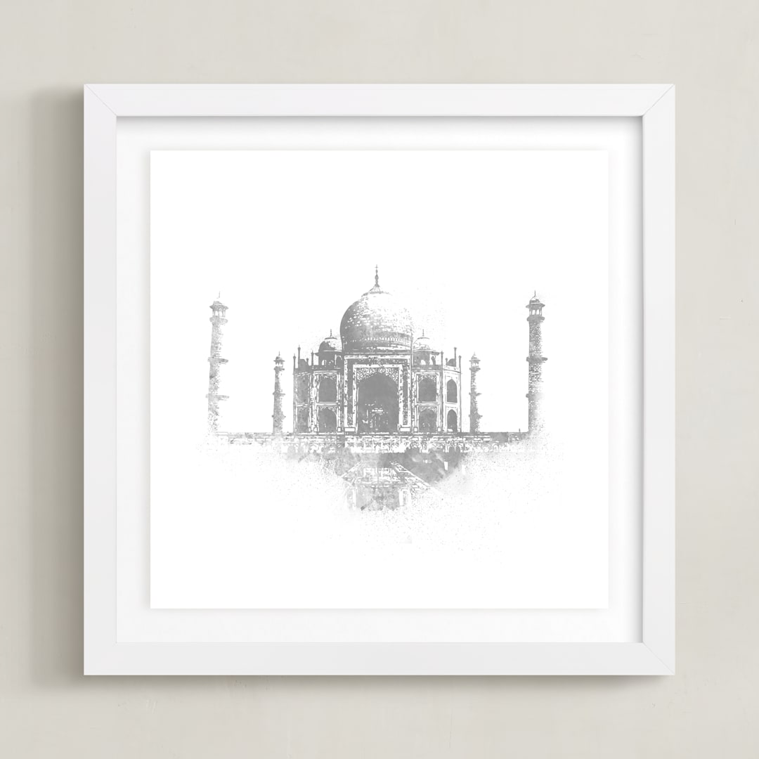 "Taj Mahal" - Art Print in Grey by Paul Berthelot - Framed
