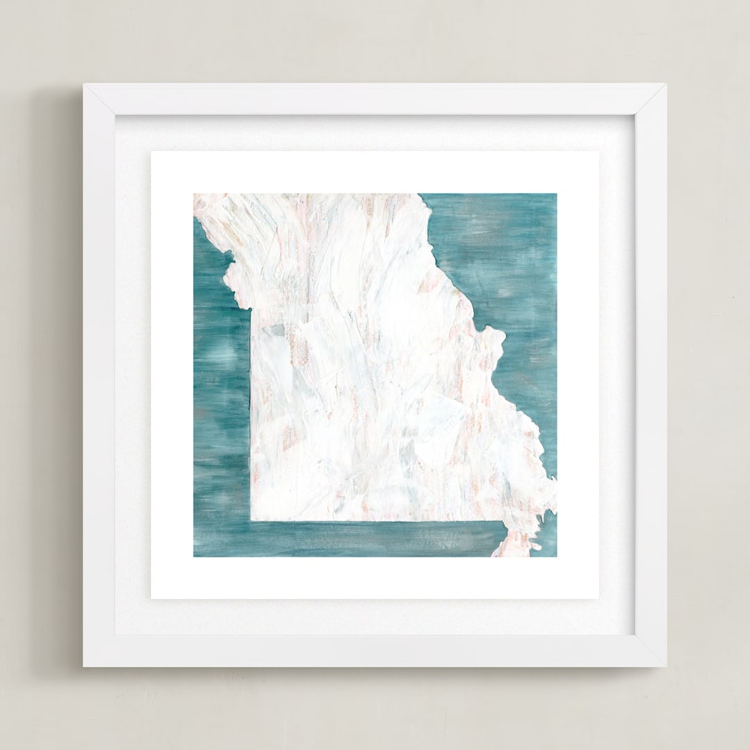 "Missouri in Paint" - Art Print in Missouri Green by Denise Wong - Framed