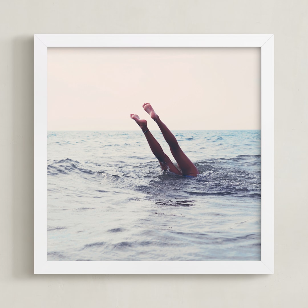 "Summer Handstand" - Art Print in SEA BLUE by ALICIA BOCK - Framed
