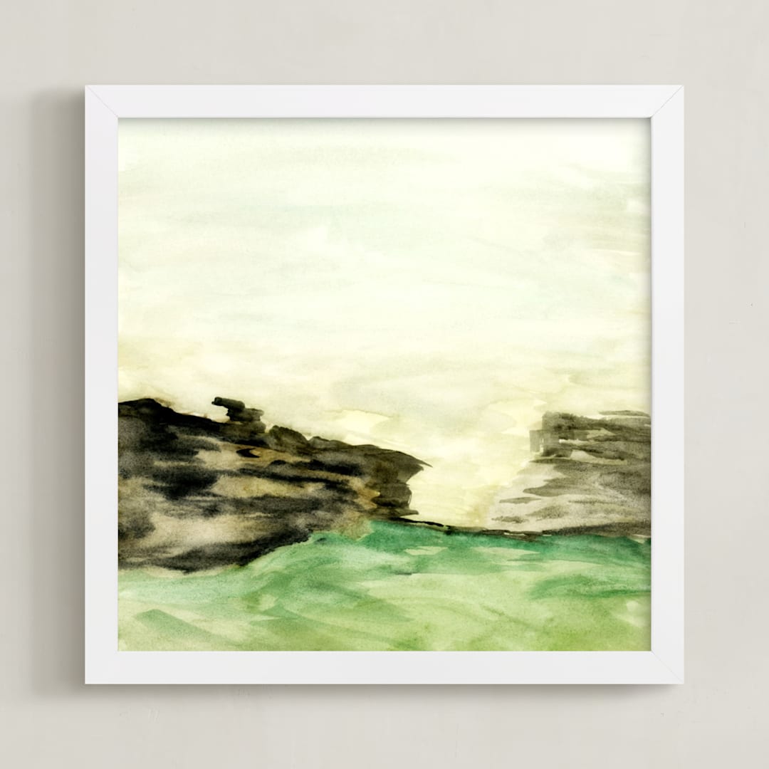 "Jump" - Art Print in Sea Green by Mande Calhoun - Framed