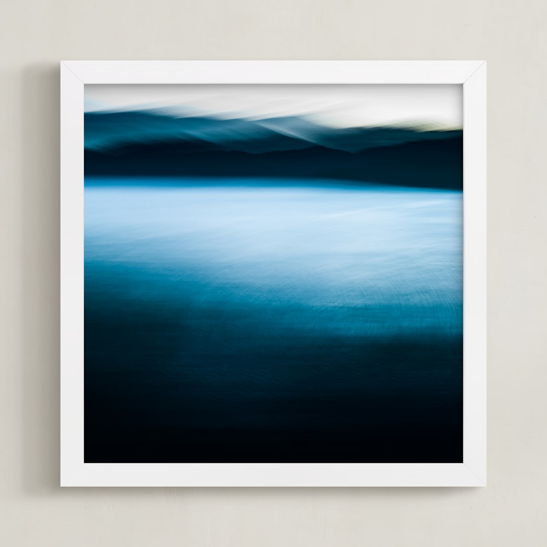 "lake and mountains" - Art Print in blue by Nicolo Sertorio - Framed