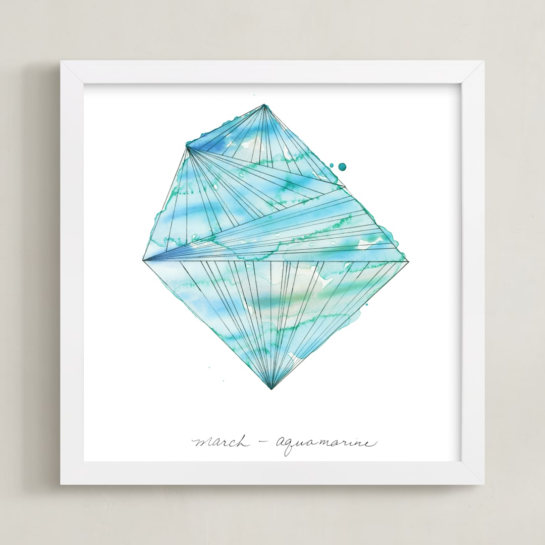 "March - Aquamarine" - Art Print in Aquamarine by Naomi Ernest - Framed