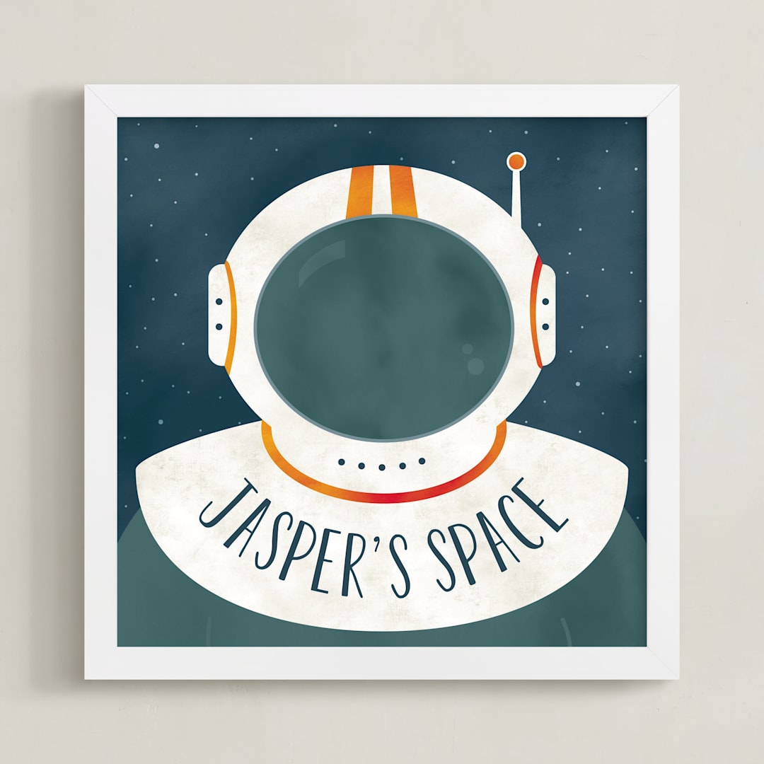 "Space to Explore" - Personalized Art Print in Galaxy by Heather Schertzer - Framed