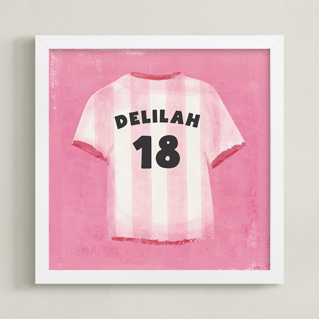 "jersey girl" - Personalized Art Print in Bubblegum by Kamala Nahas - Framed