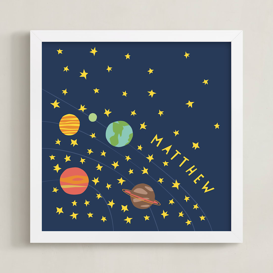 "space case" - Personalized Art Print in Classic Solar by Betsy Siber - Framed