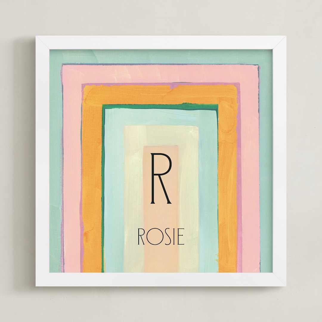"Rainbow Twist - Custom" - Personalized Art Print in Mint by Lindsay Megahed - Framed