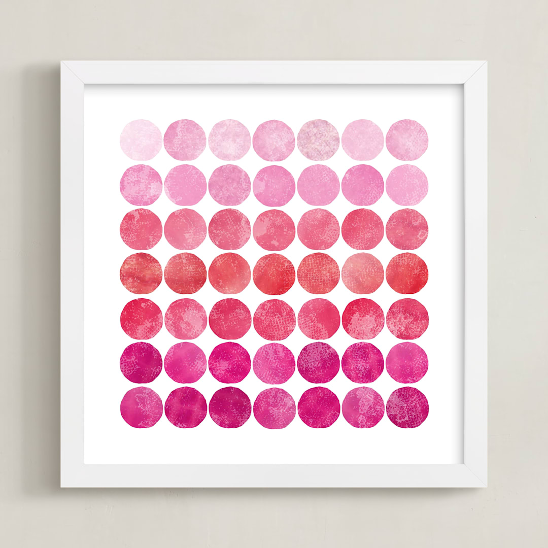 "Circles" - Art Print in Pinks by Christine Copeland - Framed