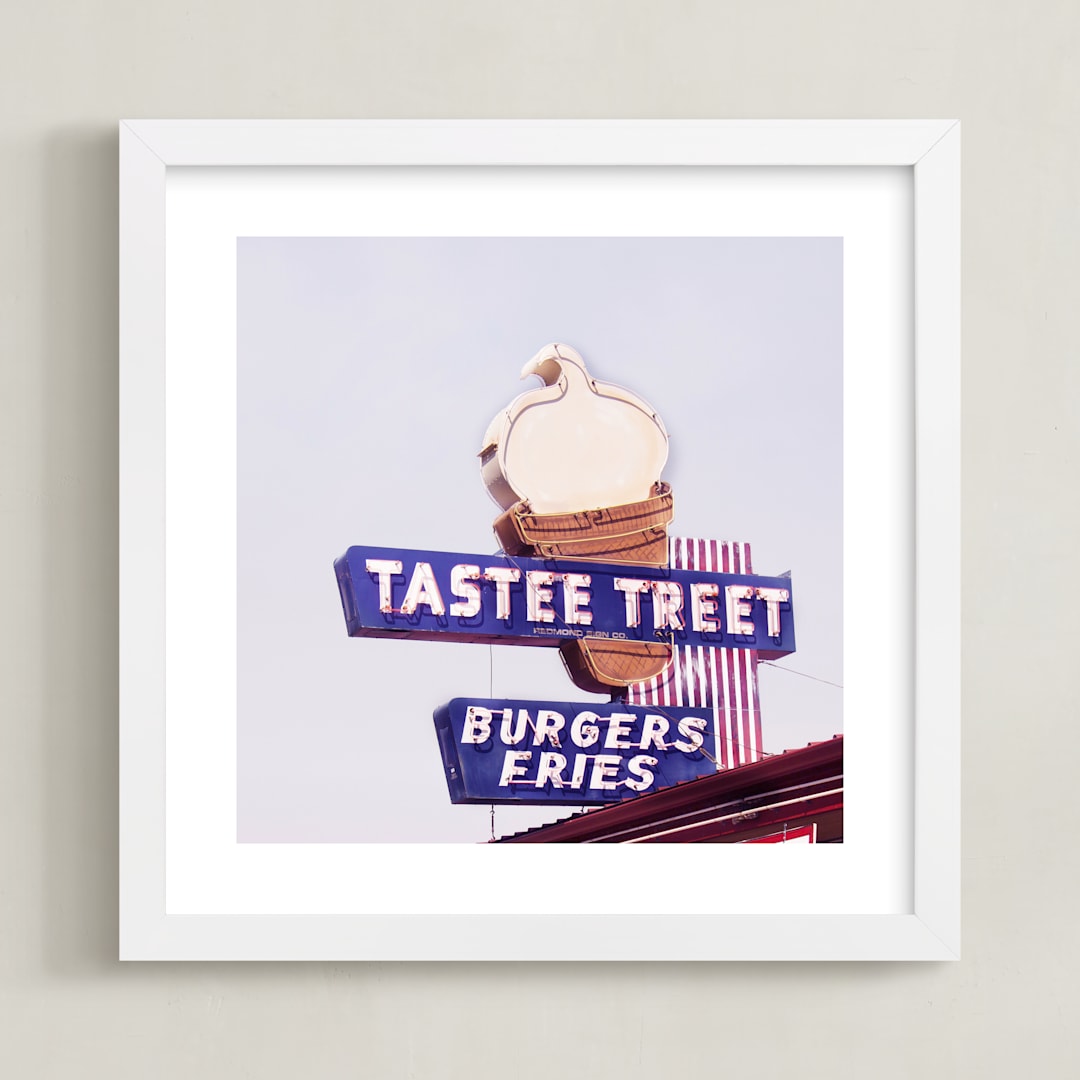"Tastee Treet" - Art Print in tastee blue by Calais A Le Coq - Framed