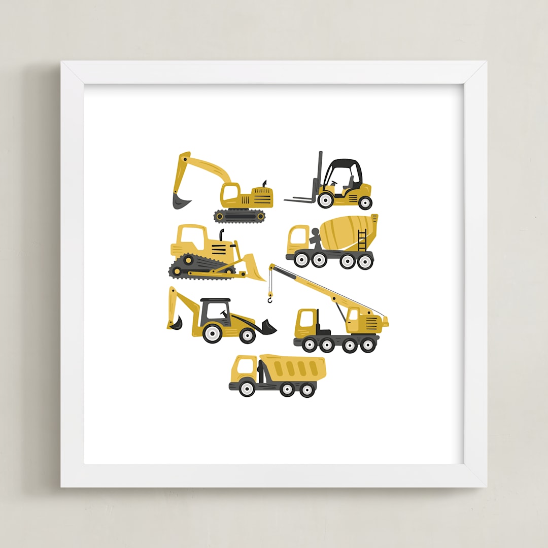 "Build" - Art Print in Pineapple by Jennifer Holbrook - Framed