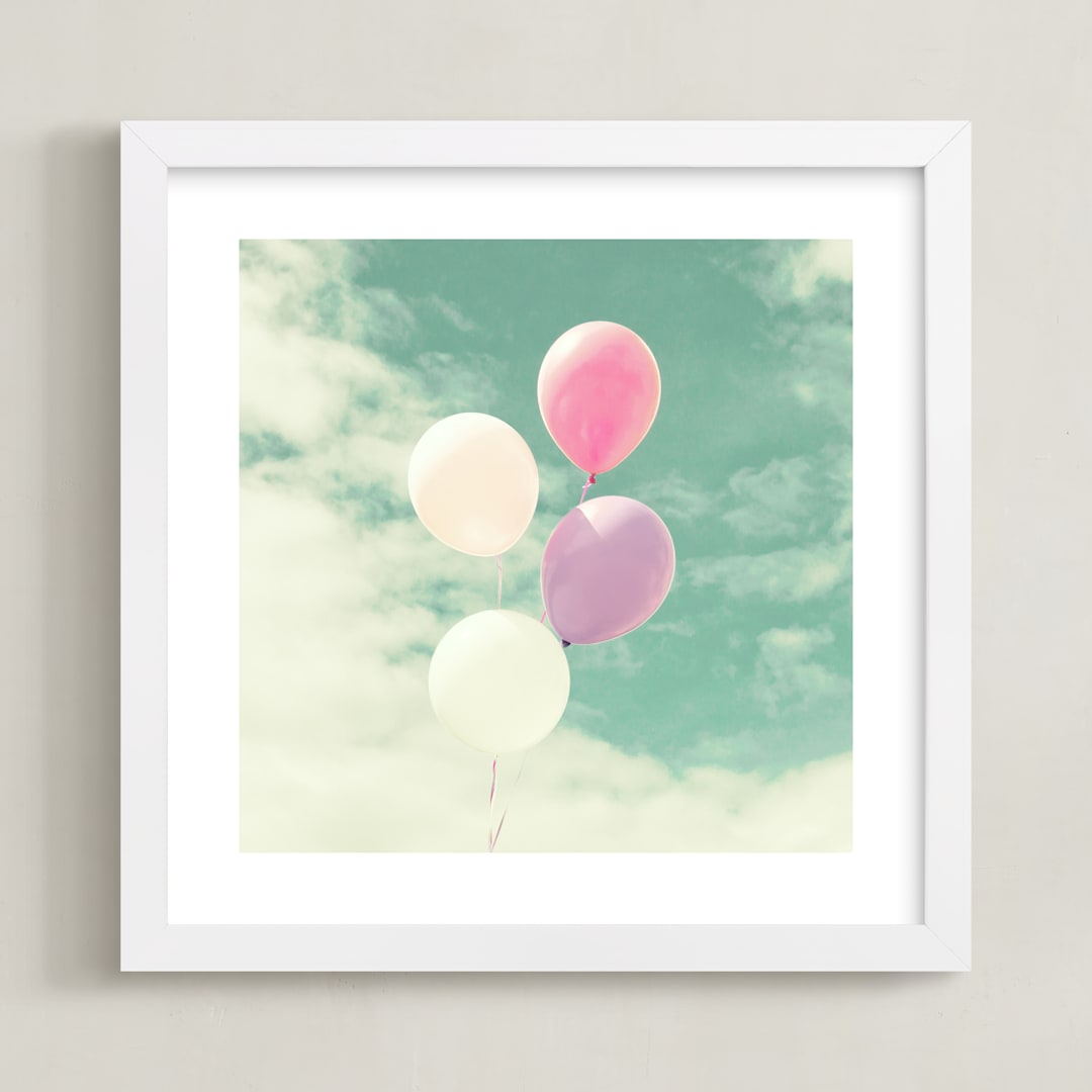 "Rose of the Winds" - Art Print in Turquoise Sky by Caroline Mint - Framed