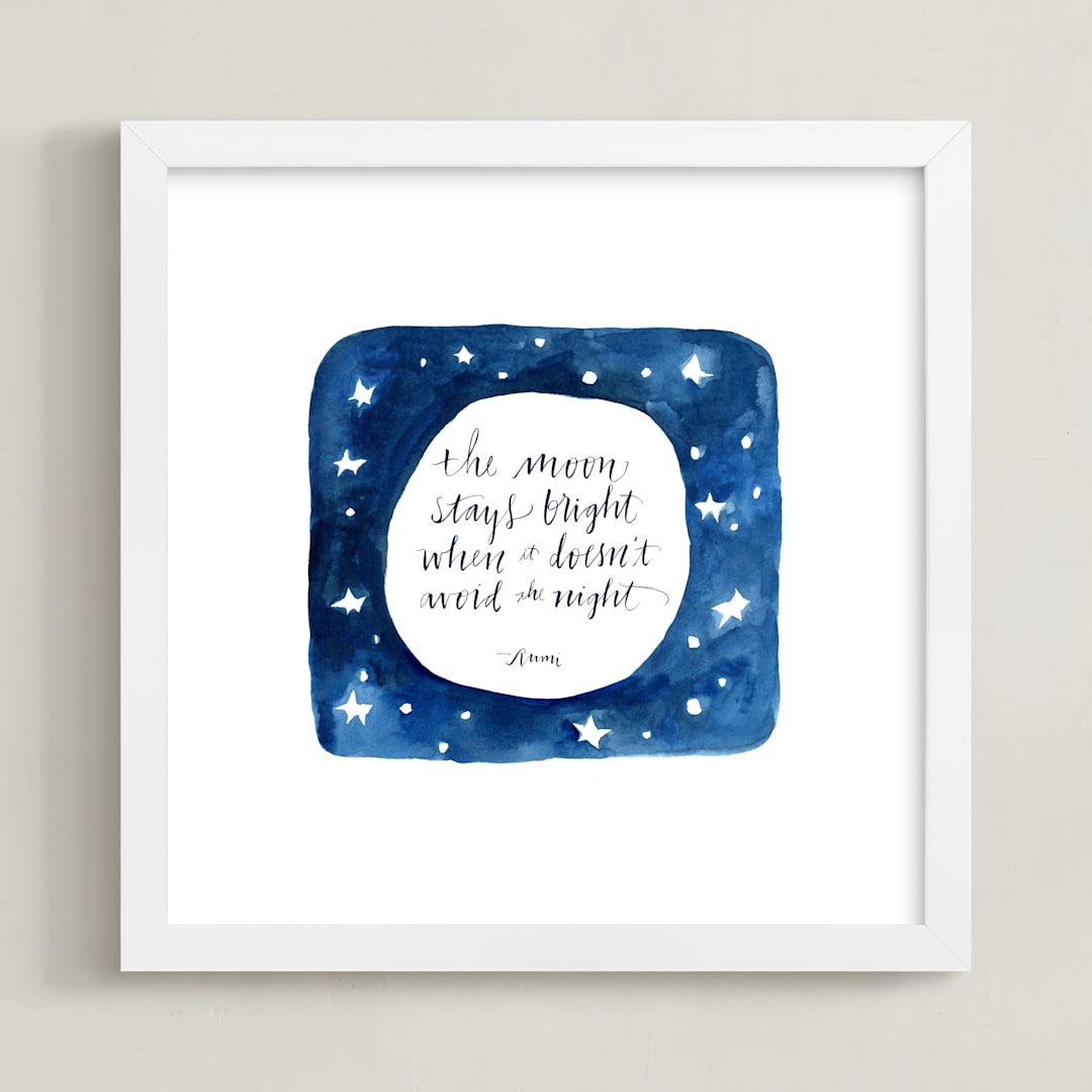 "Moon In The Night" - Art Print in The Night Sky by Tennyson Tippy - Framed