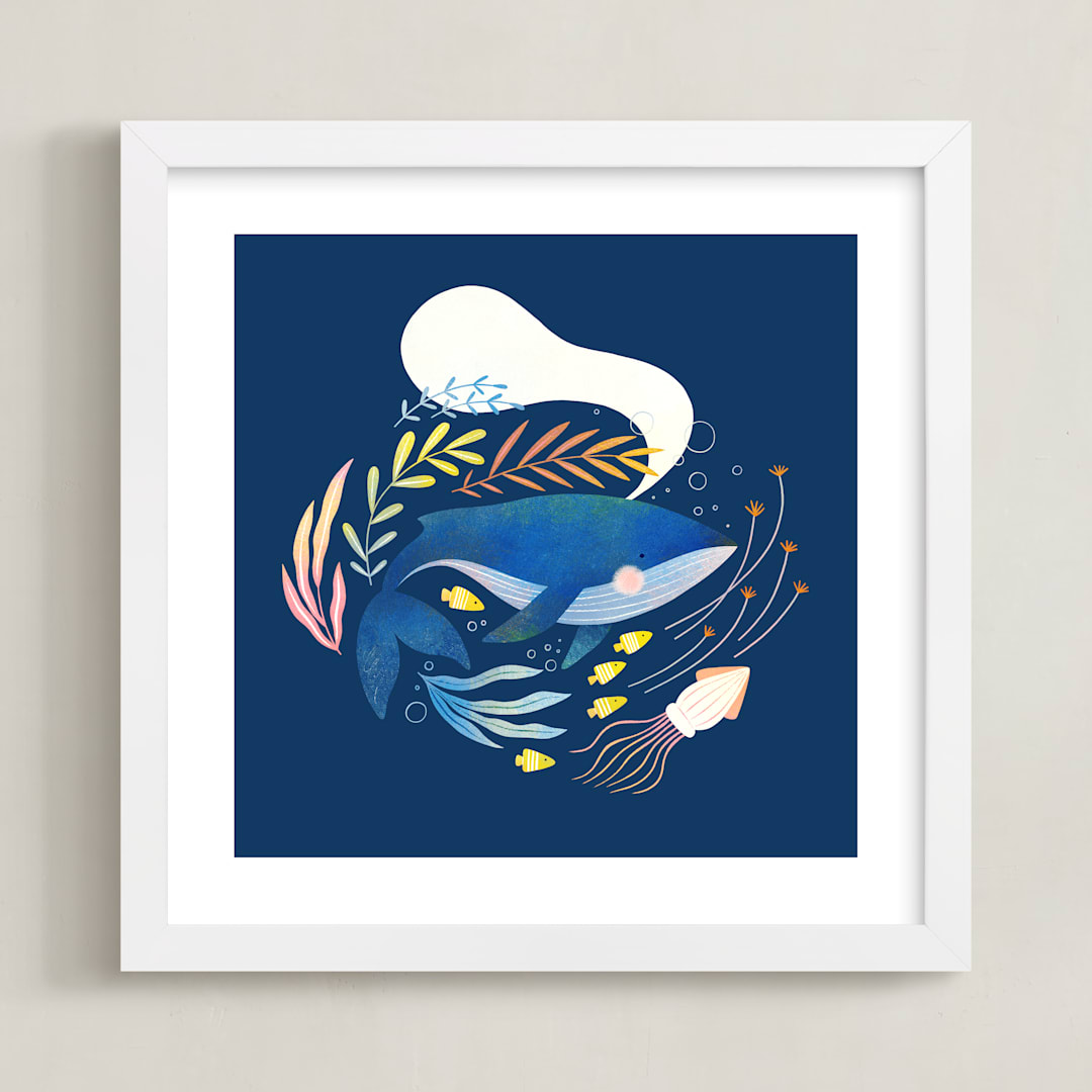 "Ocean Blue" - Art Print in Deep navy by Tati Abaurre - Framed