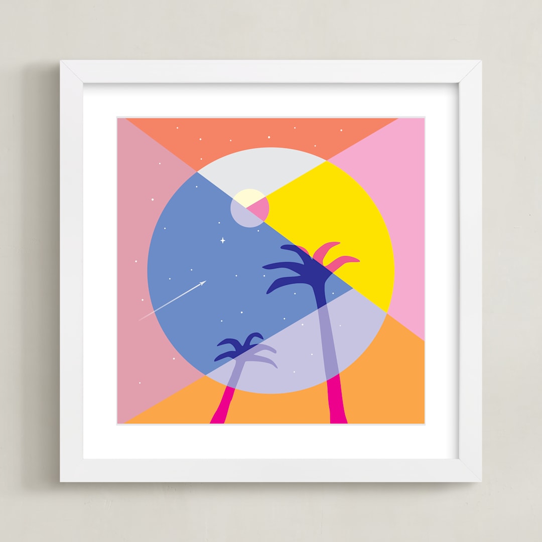 "Day & Night" - Art Print in yellow by Stop-mashina - Framed