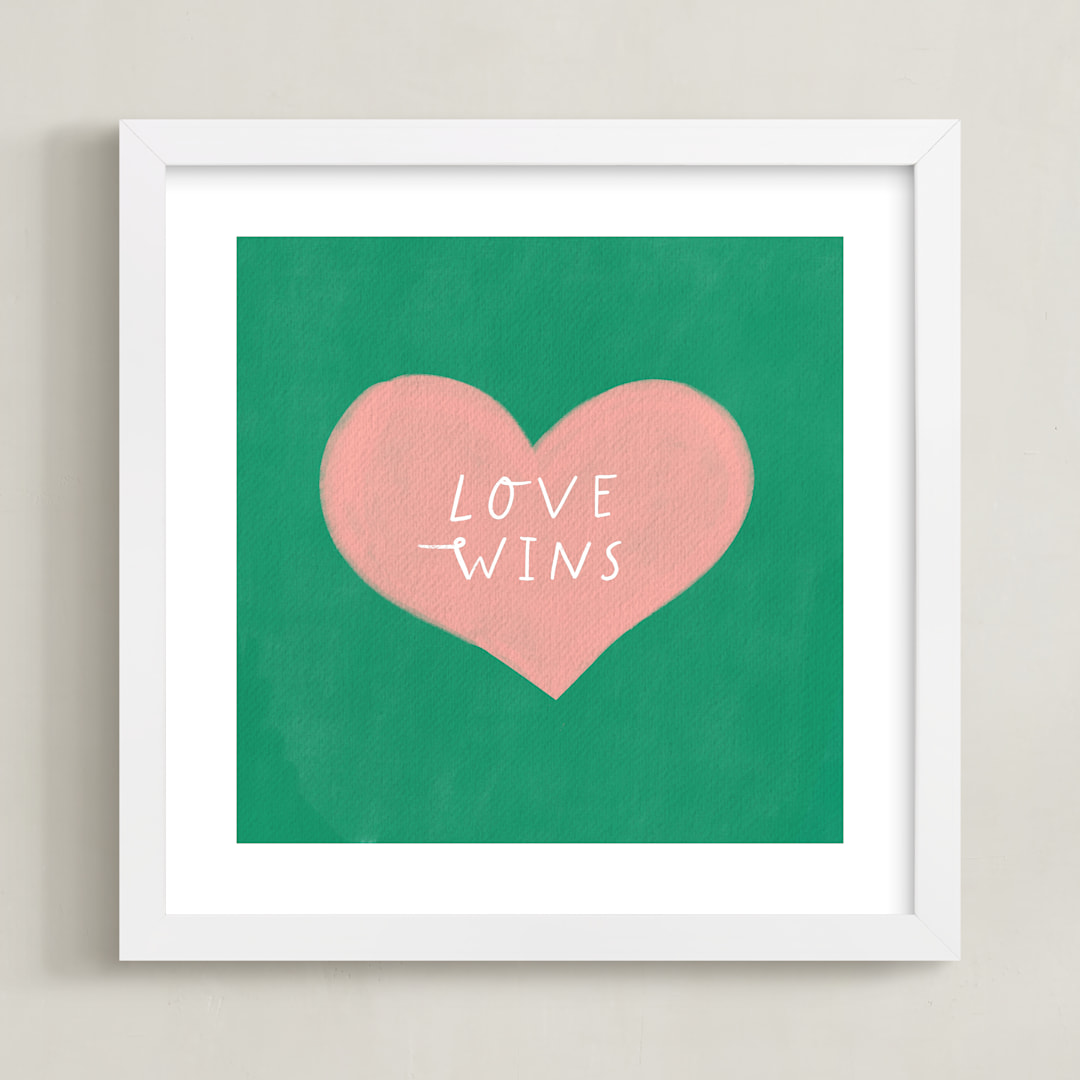 "Love Wins" - Art Print in Emerald Green by Little Miss Missy - Framed