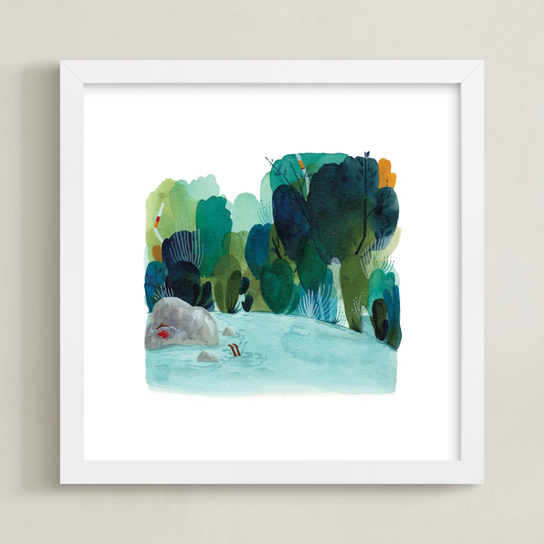 "The Swimming Hole" - Art Print in Sea by Kayla King - Framed