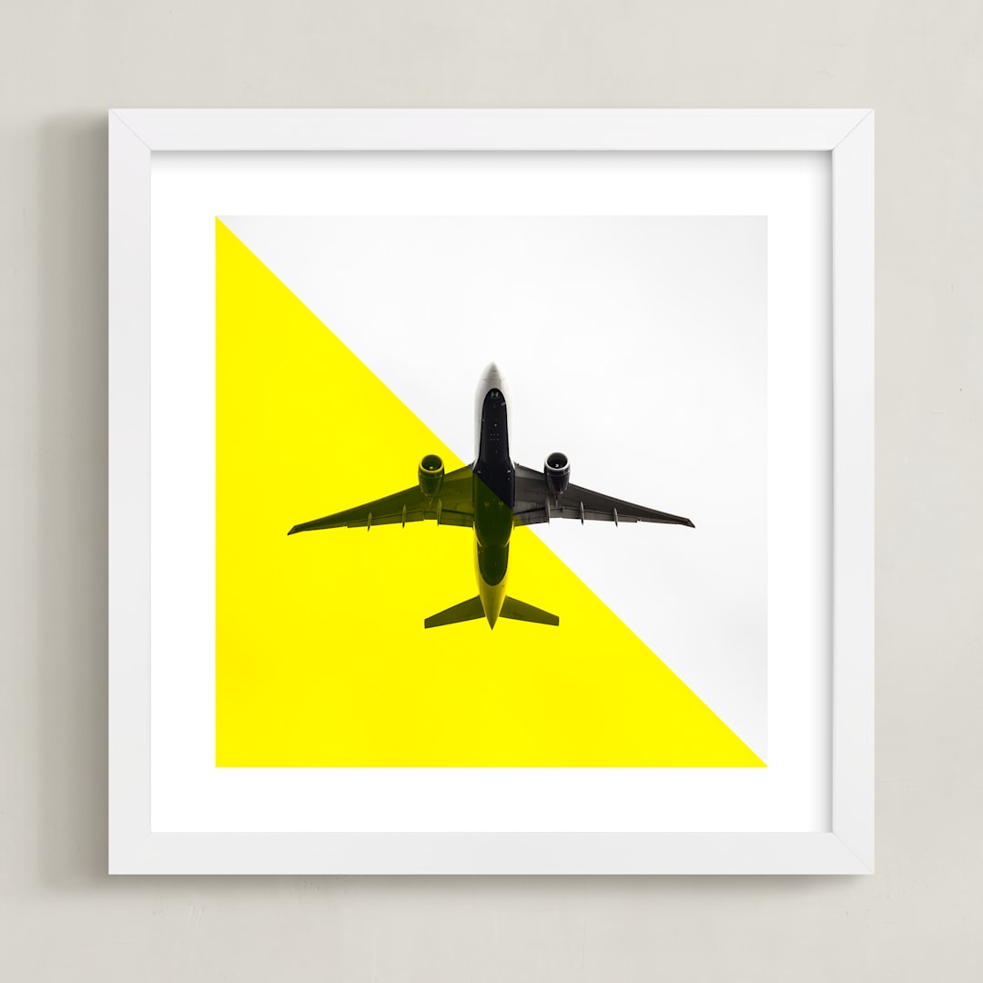 "Flyby" - Art Print in Yellow by Heather Deffense - Framed