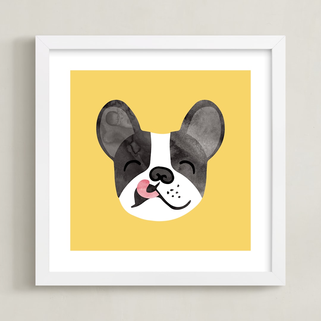"Little Pup" - Art Print in Sunny Yellow by Tayler Mitchell - Framed