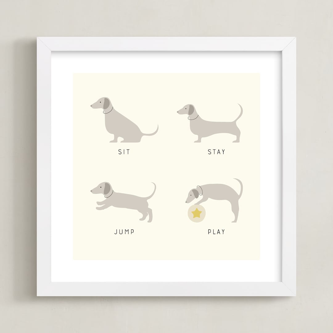 "Good Dog" - Art Print in Biscuit by Alexandra Cohn - Framed