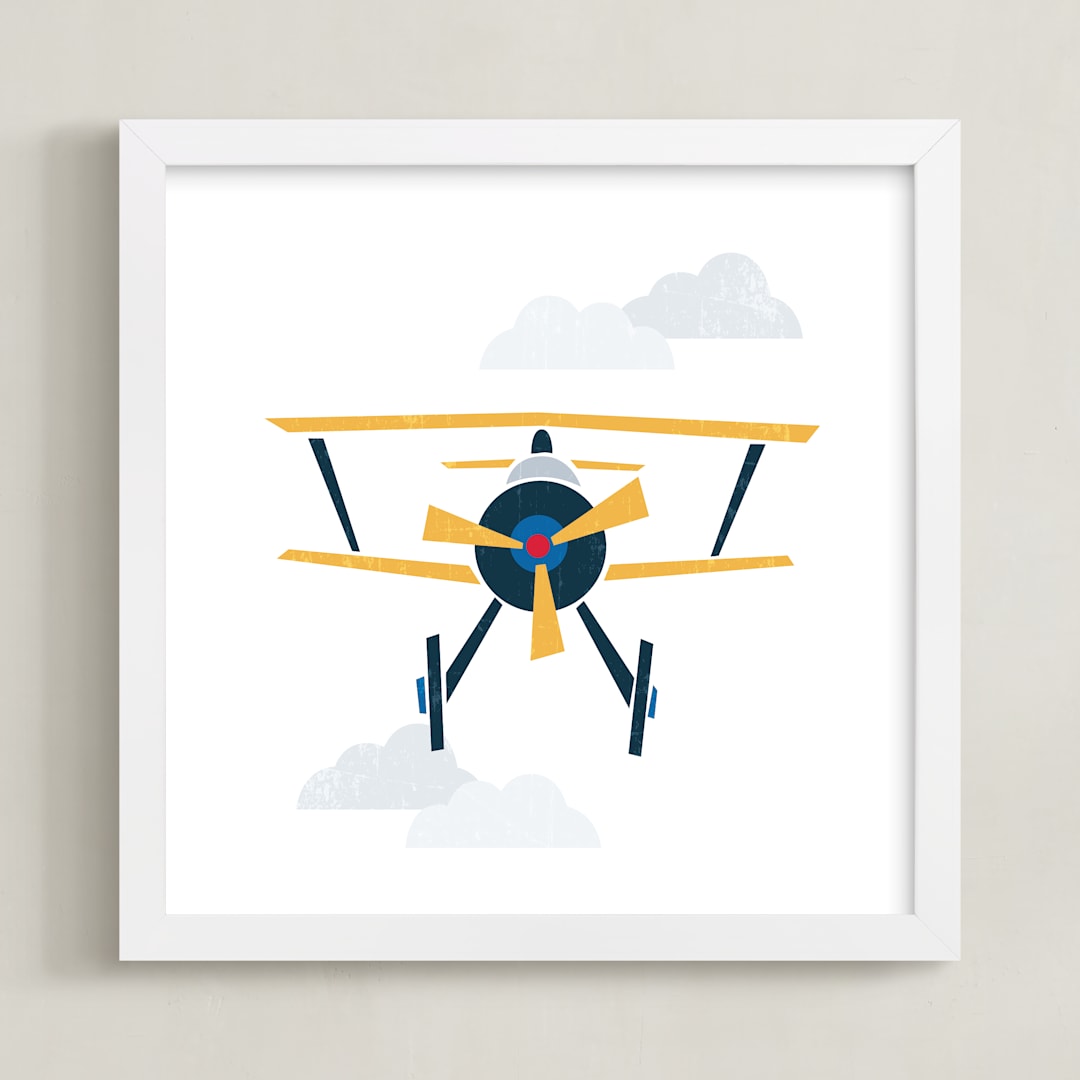 "Stacked Plane" - Art Print in Sun by Jennifer Morehead - Framed