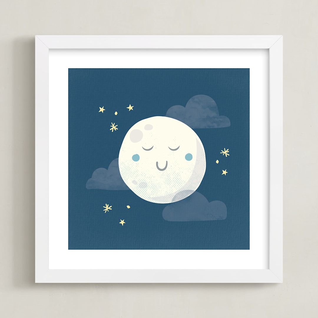"Goodnight moon" - Art Print in Night Sky by Annie Holmquist - Framed