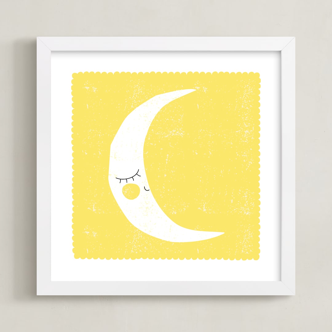 "Sleepy Moon" - Art Print in Lunar by Angela Thompson - Framed