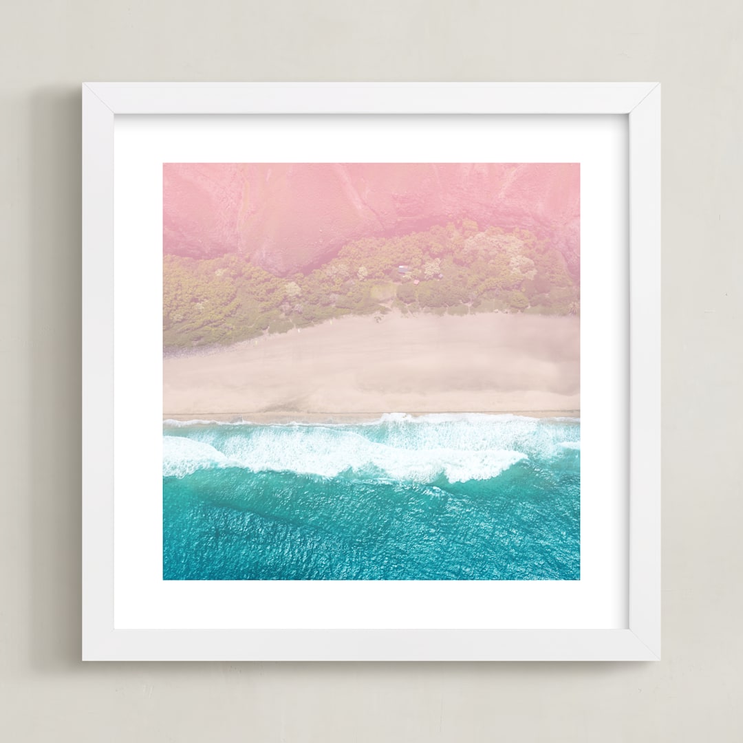 "Secret Beach" - Art Print in Color by Jessica C Nugent - Framed