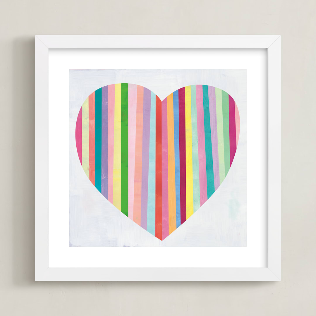 "Heart Stripes" - Art Print in Heartbeat by melanie mikecz - Framed