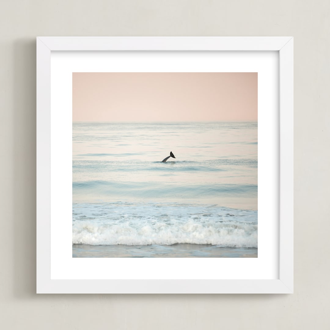 "Waving Good Morning" - Art Print in Ocean Blue by Shannon Howard - Framed