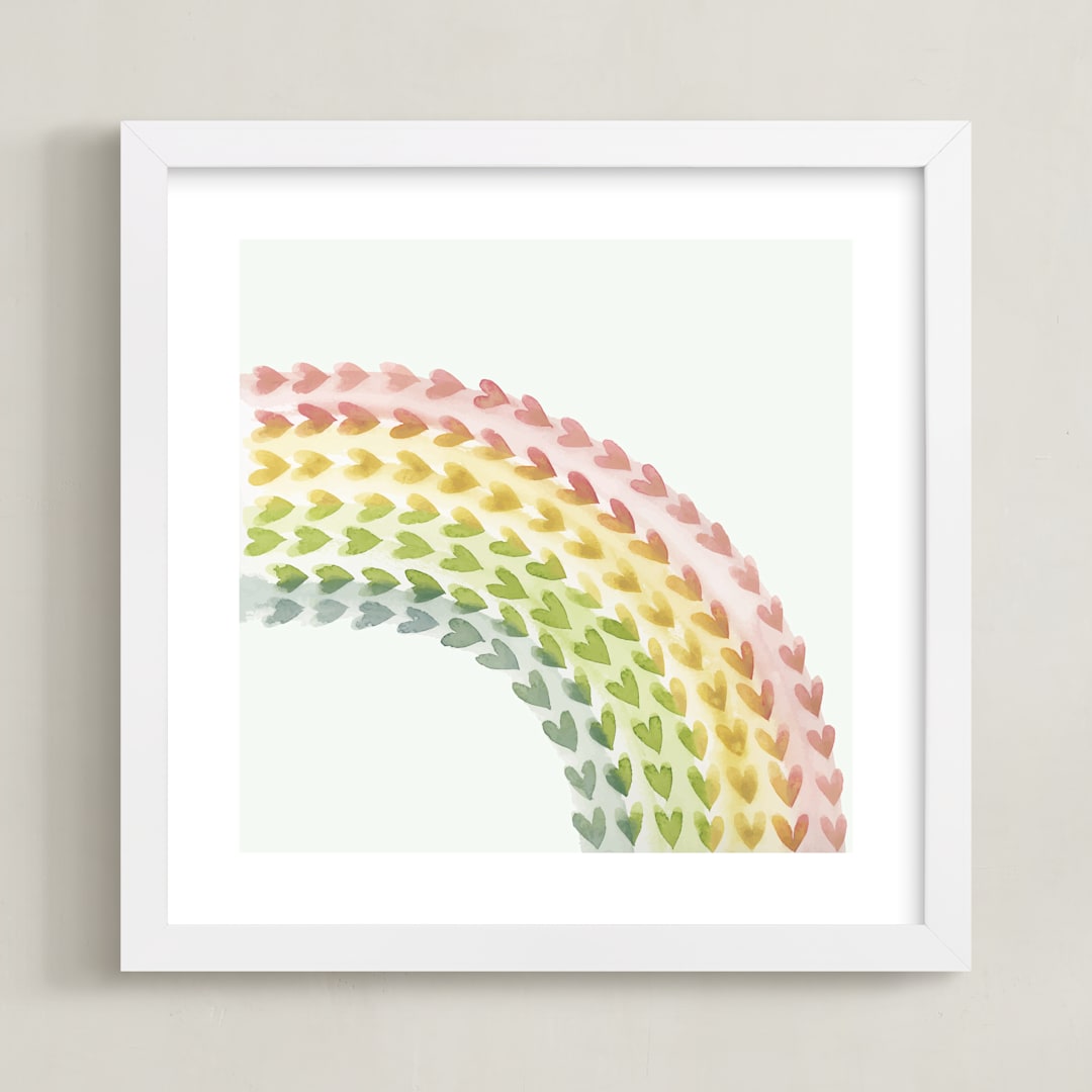 "Somewhere in the Rainbow" - Art Print in Pastel Multi-color by Tina Faselli - Framed