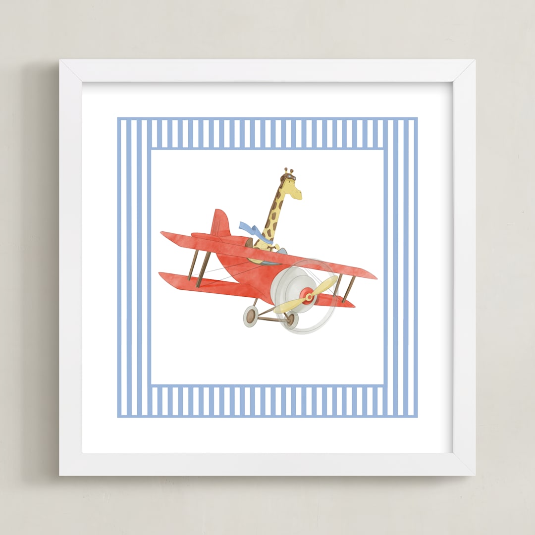 "Safari Planes 1" - Art Print in Blue by Krisztian Hollo - Framed
