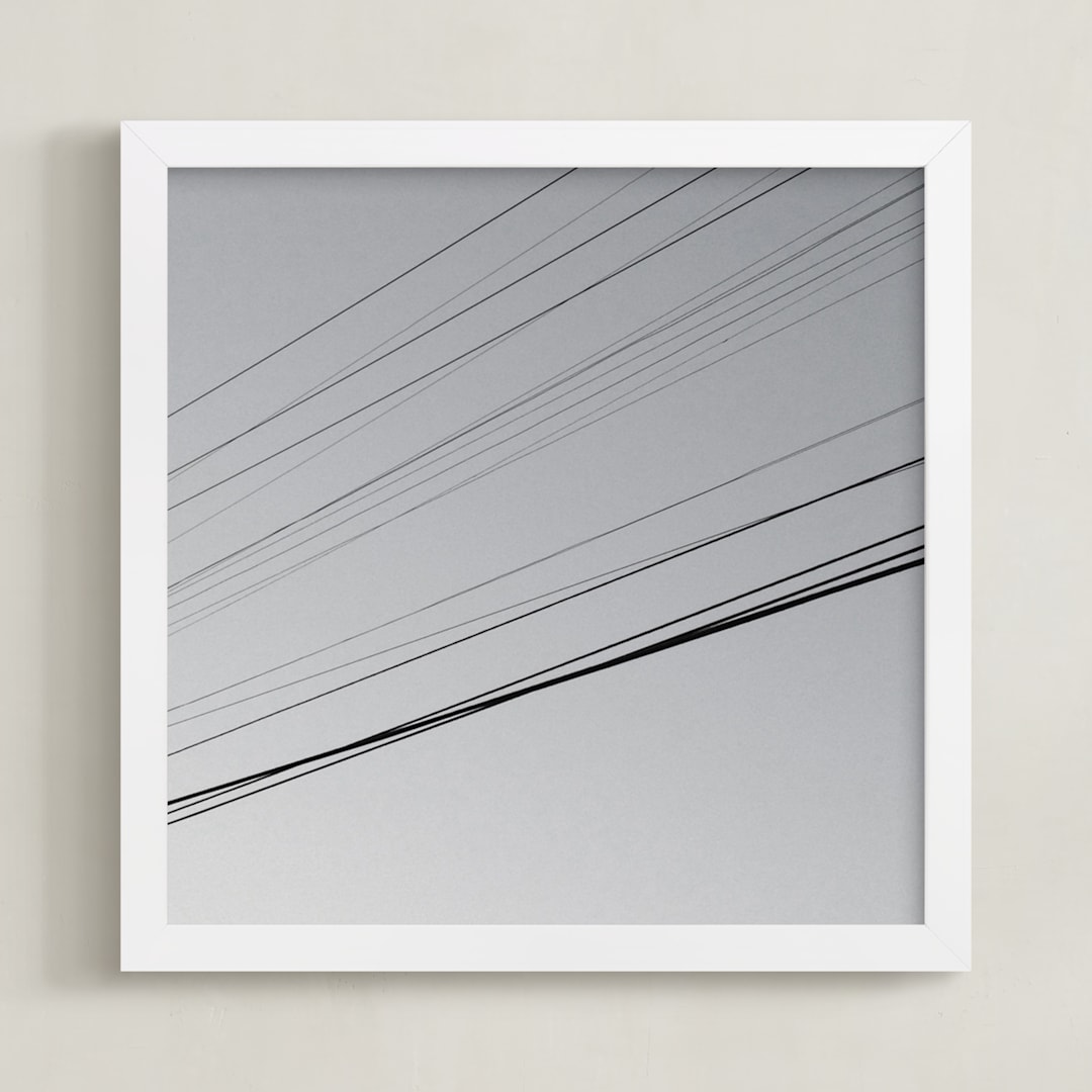 "Skywires 19" - Art Print in Fog Grey by Sonia L. Johansen - Framed