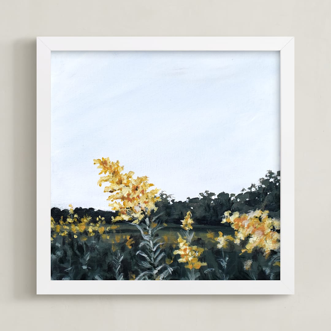 "Goldenrod Field" - Art Print in Goldenrod Yellow by Emma Ballou - Framed